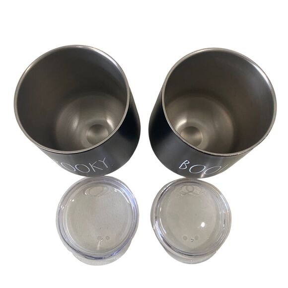 Rae Dunn Black Halloween SPOOKY & BOO black drinkware cups Tumblers - Picture 8 of 8